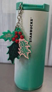 Starbucks 2024 Weihnachten grün weiß Edelstahl Becher mit Charm 12 oz - Bild 1 von 7