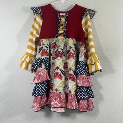 Vestido Millic Jay Niños 4T Volantes Patchwork Estampado Mixto Granja Cottagecore Foto 1 de 4