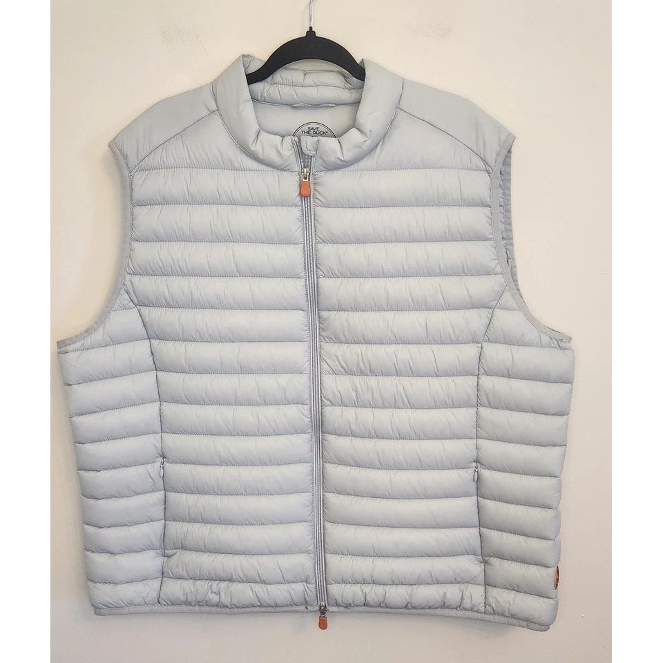 Save The Duck Mens Puffer Vest Size 3X Synthetic Down Packable Light Gray Blue - Image 1 of 4