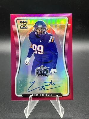 2020 Leaf Metal Draft Football Curtis Weaver Pink Auto #'d 10/20 Boise State BSU - Image 1 of 2