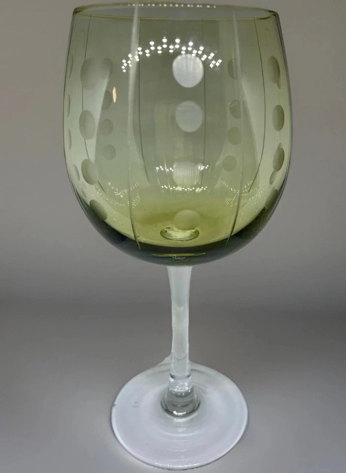 De colección Allegro Color Laura Cristal Globo Copas de Vino Marrón Verde Polkadot Foto 1 de 4