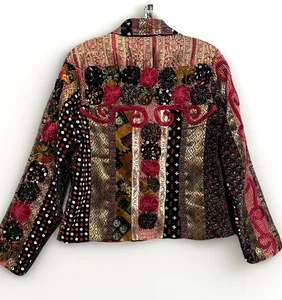 Vintage Sandy Starkman Jacke Samt YoYos Brokat Hvy verziert Damen Medium - Bild 1 von 16