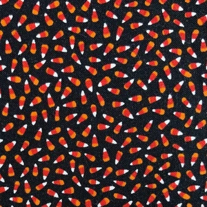 Halloween Zuckermais Stoff Baumwolle kleiner Druck orange rot schwarz 2 7/8 Yards x 42 - Bild 1 von 7