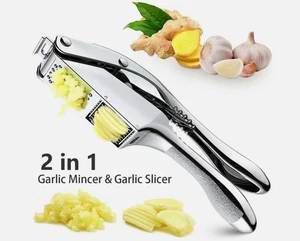 Garlic Press 2 in 1 Stainless Steel Garlic Press Slicer, Garlic Mincer, Crusher - Picture 1 of 4
