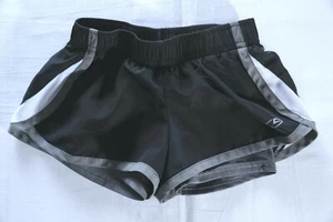 Champion C9 shorts girls sz XS 4/5 black layered lined gray trim gym elastic - Picture 1 of 8