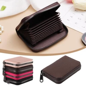Card Case Leather Card Holder Wallet Credit Card Holder Capacity Large Bag V7Y6 - Picture 1 of 22