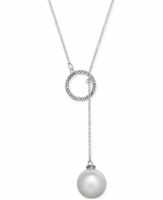 Ожерелье INC International Concepts Imitation Pearl Pavé Circle Lariat 18 дюймов - Изображение 1 из 4