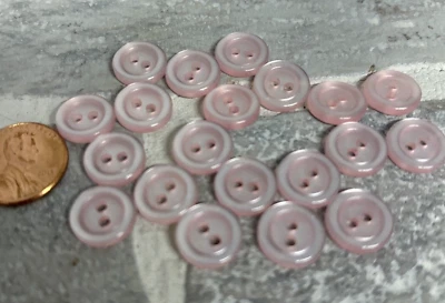 Vintage Lot of 20 Pink Buttons 2 hole Shimmer Glossy 1/2" 12mm Round nos - Image 1 of 4