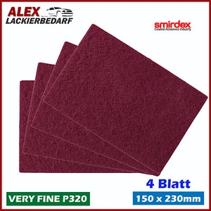 4 Blatt Smirdex Schleifvlies VeryFine P320 150 x 230mm Vliespad rot - Bild 1 von 1