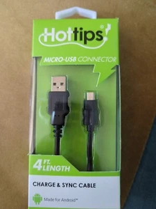 Hottips Elite Premium Charge & Sync Cable 4Ft. Micro USB Connector - Picture 1 of 12