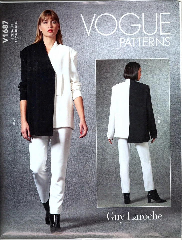 Vogue Sew Pattern V1687 UNCUT E5 14-22 Guy Laroche Asymmetrical Jacket Suit