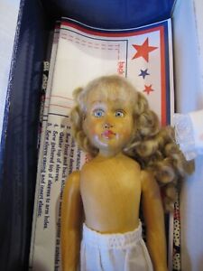 Robert Raikes Wooden Doll ~ 8.5" Tall Blond, Blue Eyed Girl in American Kit Box