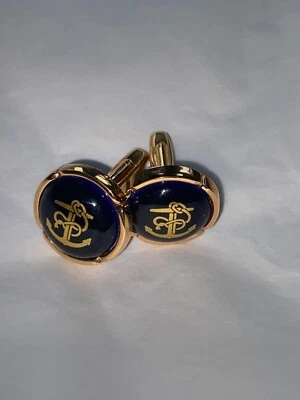 Ginza WAKO Anchor Cufflinks | Gold Vermeil Blue Enamel Nautical Vintage RARE C1 - Image 1 of 4