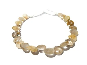 Golden Rutile Natural 10x11mm Faceted Gemstone Beads, Heart Beads 80Cts 8"Inch - Picture 1 of 10