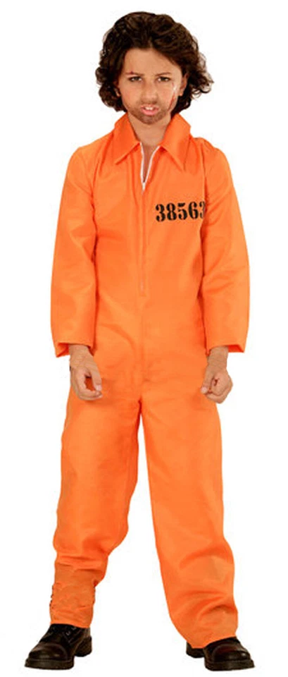 Traje de salto de caldera de cárcel del condado de Orange convicto de prisión niños niños disfraz de Halloween Foto 1 de 1