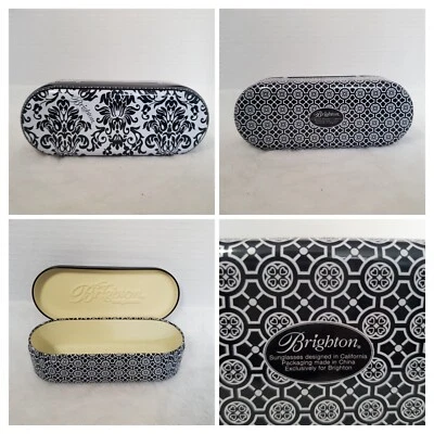 Brighton▪︎Gafas de sol/Funda para gafas de sol de metal lata▪︎Blanco y negro 6"x2.5"x2" Foto 1 de 4
