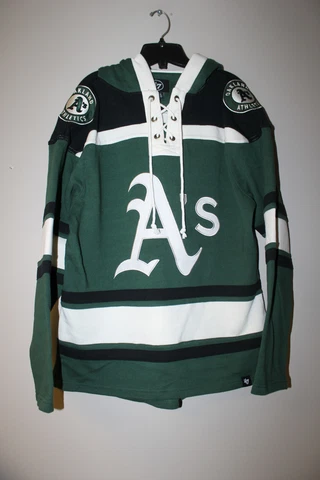 New MLB Oakland Athletics old time jersey style mid weight cotton hoodie men S Cover