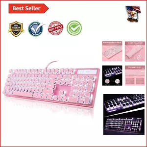 Cute Pink Mechanical Keyboard - Typewriter Style with Round Keycaps & Backlight - Picture 1 of 10