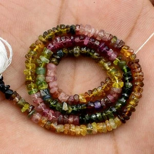 1 Strand100% Natural Multi Color Tourmaline 3 mm Gemstone Beads Size 13" TA-1062 - Foto 1 di 4