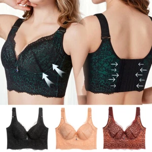 Women Lace Wireless Gather Push Up Bra Wide Band Comfortable Shaper Bra Top - Picture 1 of 24