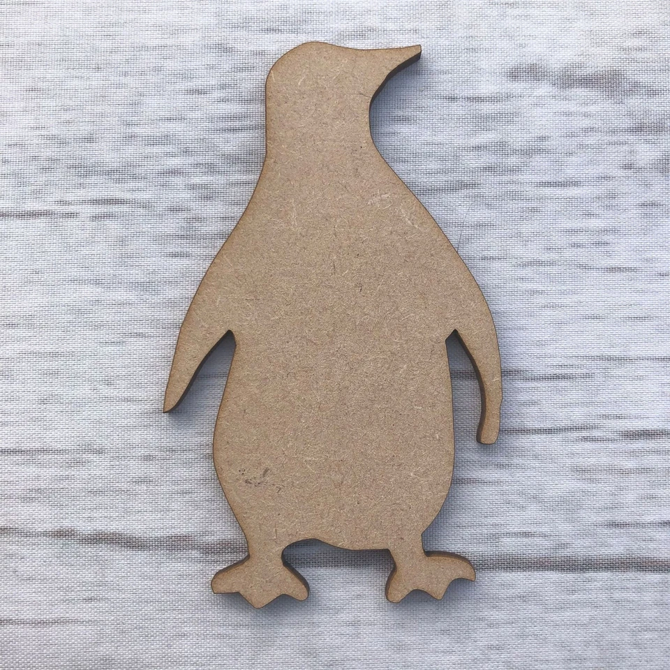 WOODSHAPES Penguin 2 MDF Madera Animales Base Madera Blanco Artesanía