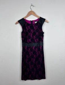 Trixxi floral laced dress with faux leather detailing - Picture 1 of 4