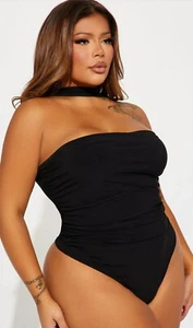 Fashion Nova Sexy Black Thong Microfiber Halter Bodysuit Plus Size 3X, 22/24 - Picture 1 of 6