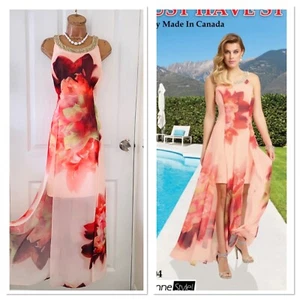 FRANK LYMAN Floral Cocktail Dress With Embellished Neckline Uk Size 16 - Picture 1 of 24