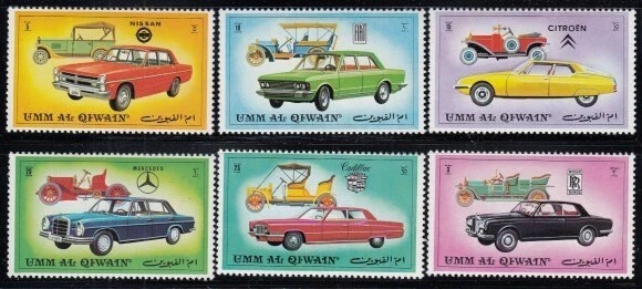 Juego UMM AL QIWAIN Nissan, Fiat, Citroën, Mercedes, Cadillac & Rolls Royce MNH Foto 1 de 1