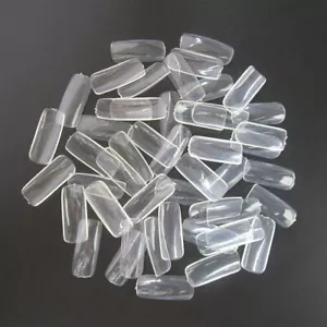 500x Clear Medium Square Full Cover False Nails 10 Sizes 50 Each Size UK Seller - Picture 1 of 2