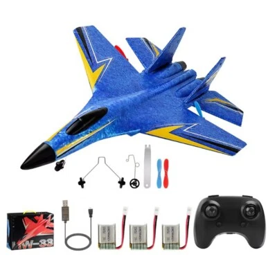 RC Aircraft HW33 Plane 2.4G Remote Control Fighter Glider Foam Blue Airplane Toy - Image 1 of 4
