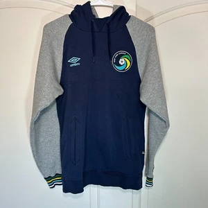 New York Cosmos Umbro Hoodie Sweatshirt Navy Heather Gray Soccer Men's Small - Picture 1 of 5