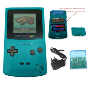 Teal Green Rechargeable Nintendo Game Boy Color Console + Game Card + Charger - Picture 1 of 7