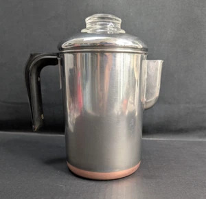 Percolador Revere Ware vintage de 6 tazas de acero inoxidable revestido de cobre - Imagen 1 de 9