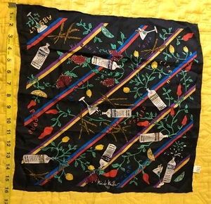 Vintage 1991  Nicole Miller Absolut Vodka 100% Silk Scarf 16" x 16" Warhol  - Picture 1 of 10