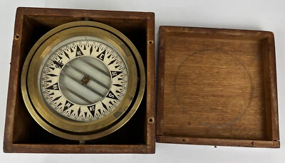 Audi Porsche Dealership Nautical Ship Compass Wood Box Vintage Automobile - Image 1 of 4