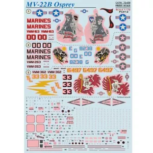 Calcomanía de impresión escala 72-439 para avión 1:72 MV-22B Osprey NUEVAS calcomanías de tobogán acuático - Imagen 1 de 12