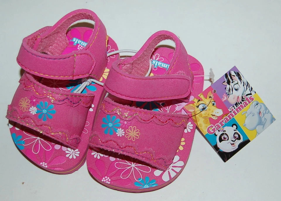 Bebé Bebé Niñas SANDALIAS ROSA PUNTA ABIERTA FLORES Goma Espuma Correa para el Tobillo TALLA 2 Foto 1 de 1