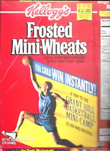Grant Hill 1995 vacío Kelloggs mini caja de trigo mini campamento baloncesto - Imagen 1 de 8