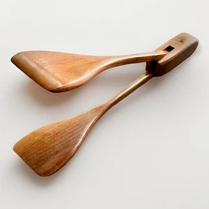 VTG Danish Modern Teak Salad Tongs | MCM Spring-Action 1960s Wood, 11" Overall - Picture 1 of 23