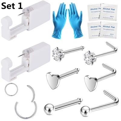 Kit de 16 piezas/lote de herramientas desechables estériles de seguridad para perforar nariz Foto 1 de 4
