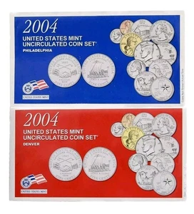 2004 P&D Mint Set Brilliant Uncirculated US with Envelopes & COAs (22 Coin Set) - Picture 1 of 3