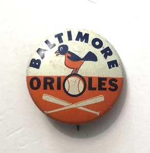 VTG Baltimore Orioles- MLB Baseball Metal Pin Button 7/8" 1960's - Picture 1 of 2