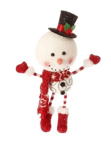 Enfeite de Natal boneco de neve branco e vermelho 14,5 pol. com chapéu superior - Imagem 1 de 1
