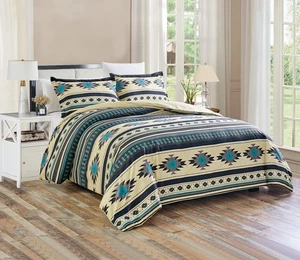 3 Pezzi Southwestern Geometrico Tribale Multicolore Teal Beige Nero Grigio Comfor... - Foto 1 di 4