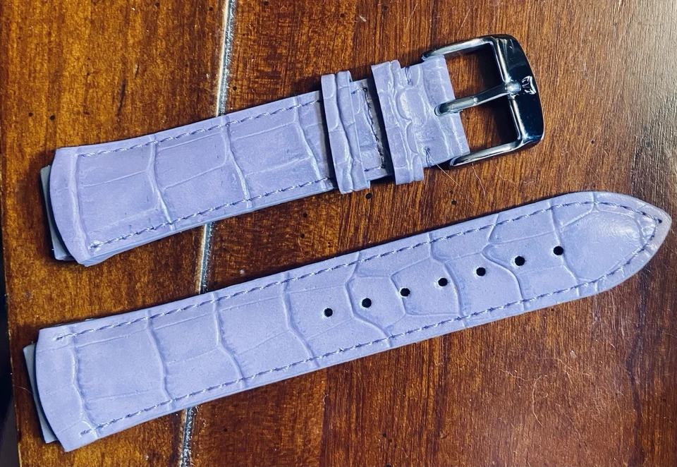 NUEVA TECHNOMARINE Correa de Reloj Cuero Genuino 17mm Tacos Púrpura Claro Hebilla Plateada Foto 1 de 4