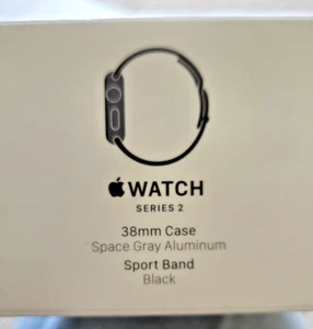 Apple Watch Series 2 Boîte Seulement 38mm Gris Aluminium Noir Bracelet Livraison Rapide Gratuite - Photo 1 sur 4