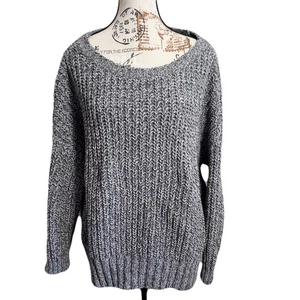 American Eagle Oversized Gray Chunky Knit Sweater Women’s M Soft Cozy Pullover - Picture 1 of 8