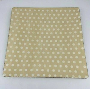 Clay Art Chole polka dot pattern square dinner plate , hand painted, 11 inches - Picture 1 of 6