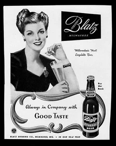 1940's Life Magazine BLATZ BEER BLACK 7 WHITE AD PRINT FEATURING PRETTY WOMAN - Picture 1 of 2